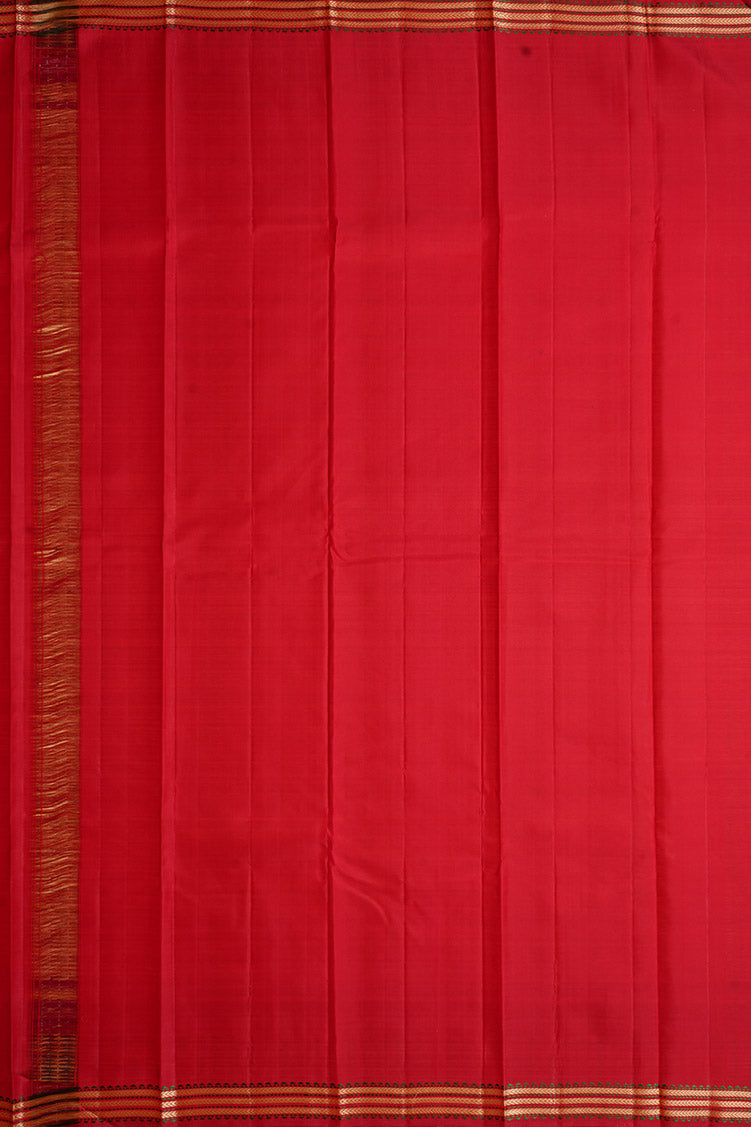 Red Kanchipuram Silk Saree with Mazhai Thuli Buttas
