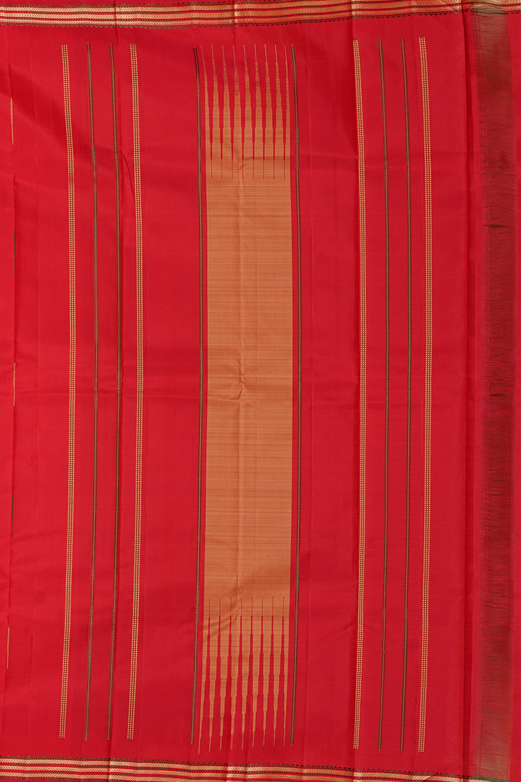 Red Kanchipuram Silk Saree with Mazhai Thuli Buttas
