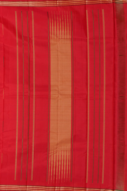 Red Kanchipuram Silk Saree with Mazhai Thuli Buttas