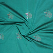 Teal Green Kanchipuram Semi Soft Silk Saree with Grey Borders