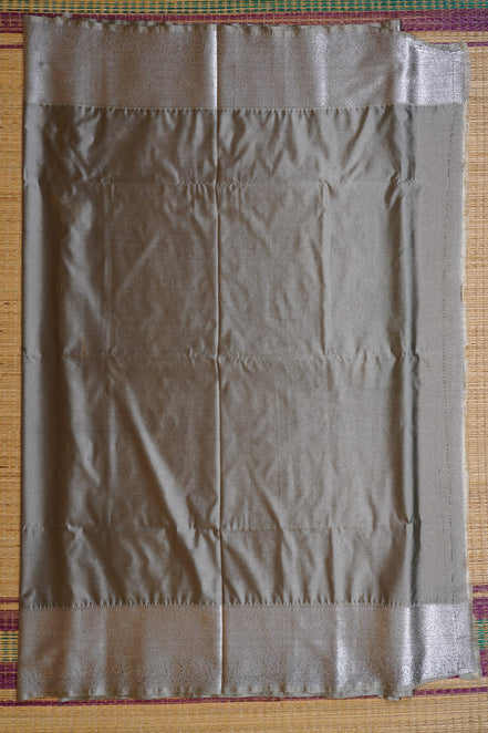 Teal Green Kanchipuram Semi Soft Silk Saree with Grey Borders
