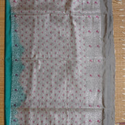 Teal Green Kanchipuram Semi Soft Silk Saree with Grey Borders