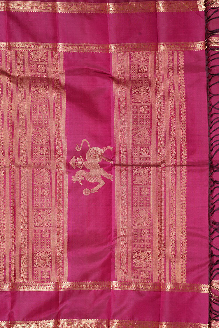 Deep Magenta Pink Vintage Kanchipuram Silk Saree