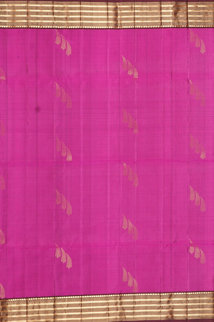 Magenta Pure Soft Silk Saree with Coffee Brown Borders