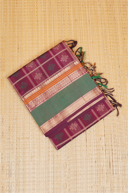 Vintage Magenta Kolam 1000 Butta SilkCotton Saree