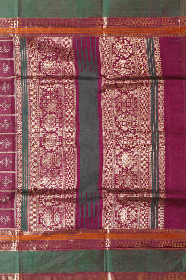 Vintage Magenta Kolam 1000 Butta SilkCotton Saree