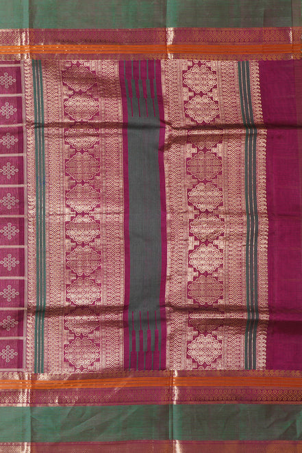 Vintage Magenta Kolam 1000 Butta SilkCotton Saree