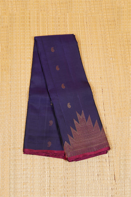 Violet Pure Soft Silk Saree with Temple Border