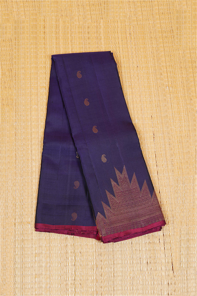 Violet Pure Soft Silk Saree with Temple Border