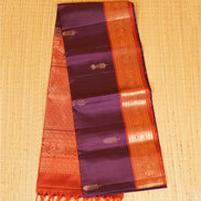 Violet  Pure Soft Silk Saree with Burnt Orange Borders