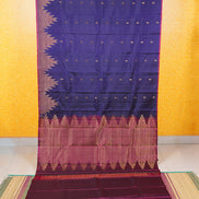 Violet Pure Soft Silk Saree with Temple Border
