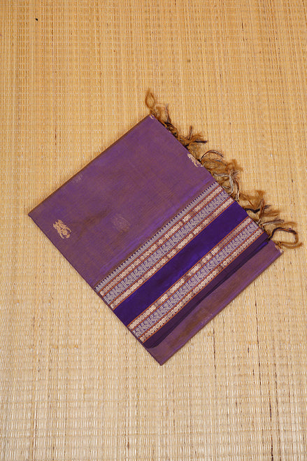 Purple Vintage Silkcotton Saree  with Violet Borders