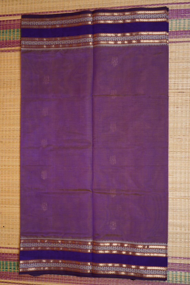 Purple Vintage Silkcotton Saree  with Violet Borders