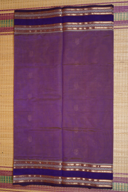 Purple Vintage Silkcotton Saree  with Violet Borders