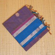 Violet Vintage Silkcotton Saree with Blue Borders