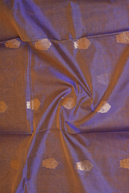 Violet Vintage Silkcotton Saree with Blue Borders