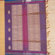 Violet Vintage Silkcotton Saree with Blue Borders