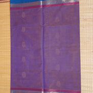 Violet Vintage Silkcotton Saree with Blue Borders