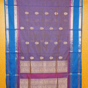 Violet Vintage Silkcotton Saree with Blue Borders