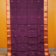 Violet  Pure Soft Silk Saree with Burnt Orange Borders