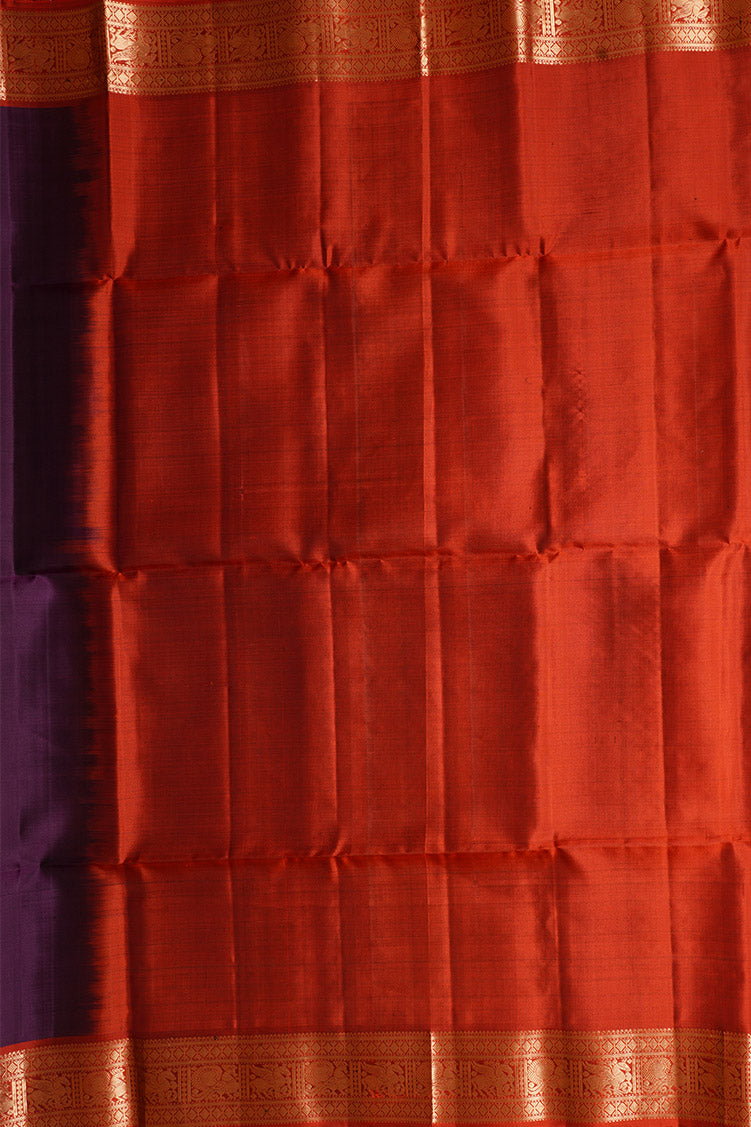 Violet  Pure Soft Silk Saree with Burnt Orange Borders