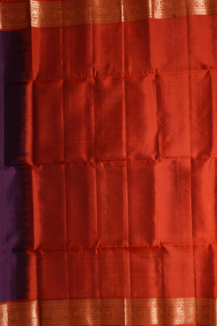 Violet  Pure Soft Silk Saree with Burnt Orange Borders