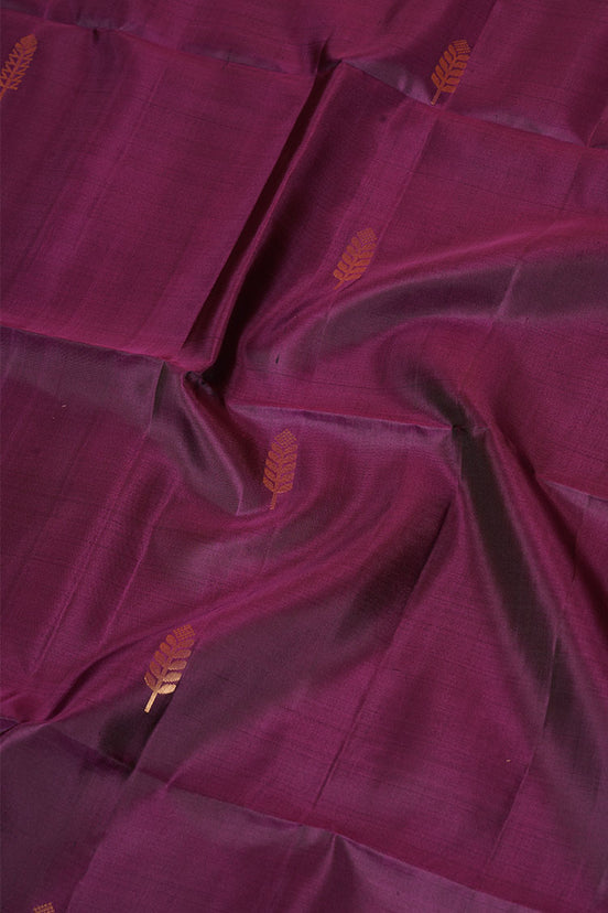 Violet  Pure Soft Silk Saree with Burnt Orange Borders