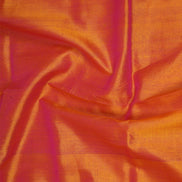 Yellow with Pink Shot Silkcotton Saree with Deep Purple Borders